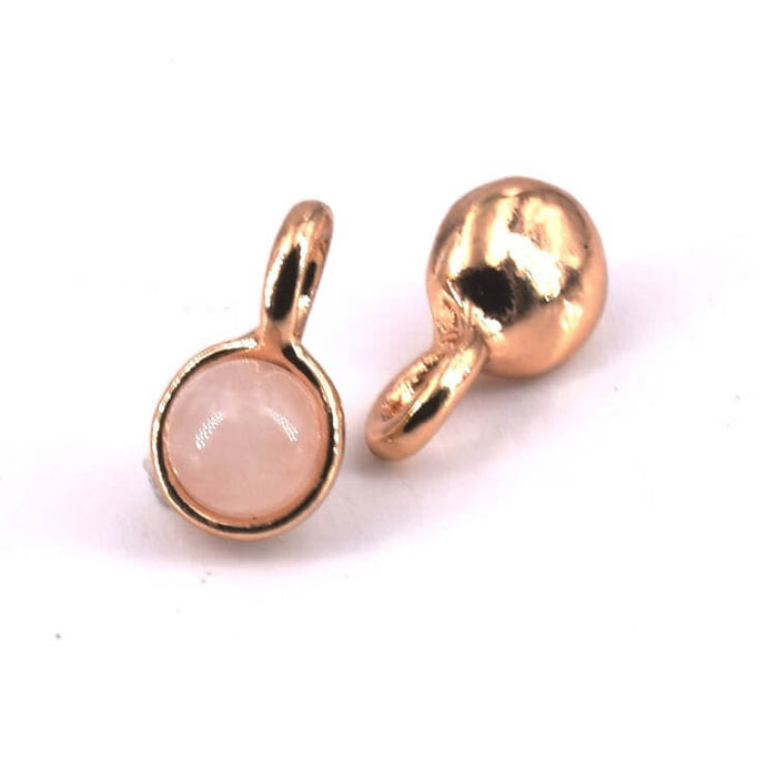 Charm Pendant Round Rose Quartz - Brass Light Gold 5.5mm (1)