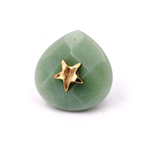 Buy Faceted Drop Green Aventurine and Golden Star Pendant 28x28x10mm (1)