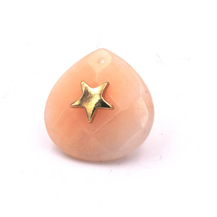 Faceted Drop Pendant Orange Aventurine and Golden Star 28x28x10mm (1)