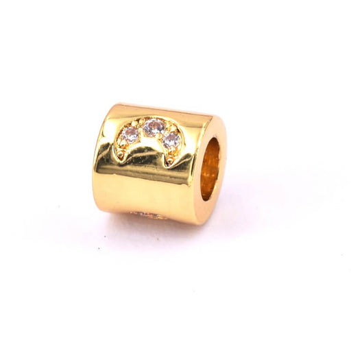 Tube bead flash fine gold quality with crescent moon zircon 6x6mm (1)
