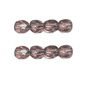 Czech fire-polished beads Medium Amethyst 4mm (50)