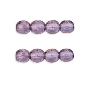 Czech fire-polished beads Luster Transparent Amethyst 4mm (50)