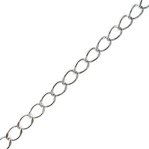 Buy Curb chain with 3mm rings metal silver plated (1m)