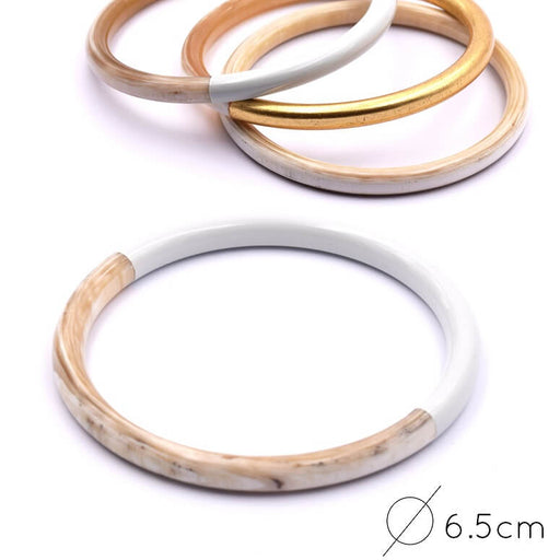 Buy Horn Natural Bangle Bracelet lacquered White 65mm - Thickness: 6mm (1)