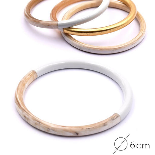 Buy Horn Natural Bangle Bracelet lacquered White 60mm - Thickness: 6mm (1)