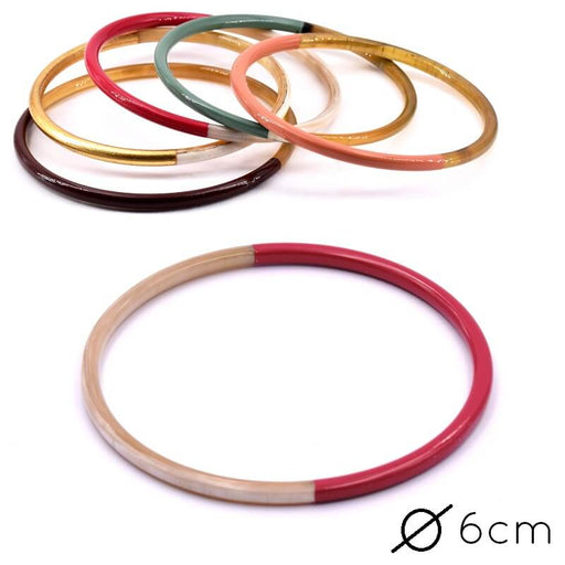 Buy Horn Natural Bangle Bracelet lacquered Viva Magenta Red - 60mm - Thickness: 3mm (1)