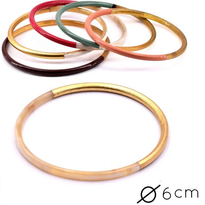 Horn Natural Bangle Bracelet Gold Leaf - 60mm - Thickness: 3mm (1)