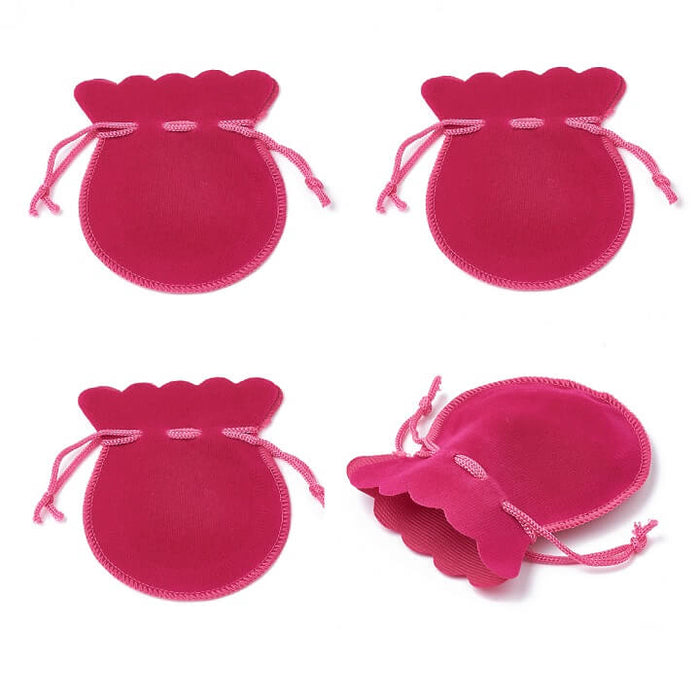 Imitation velvet jewellery pouch Polyester Fushia 9x7mm (4)