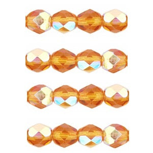 Perles facettes de bohème medium topaz ab 6mm (50)