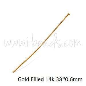 5 headpins metal gold plated 18K 38mm 24 gauge 0.6 mm (5)