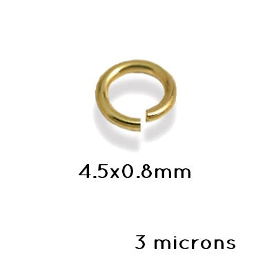 Jump Rings Gold Plated 3 Microns - 4.5x0.8mm (5)