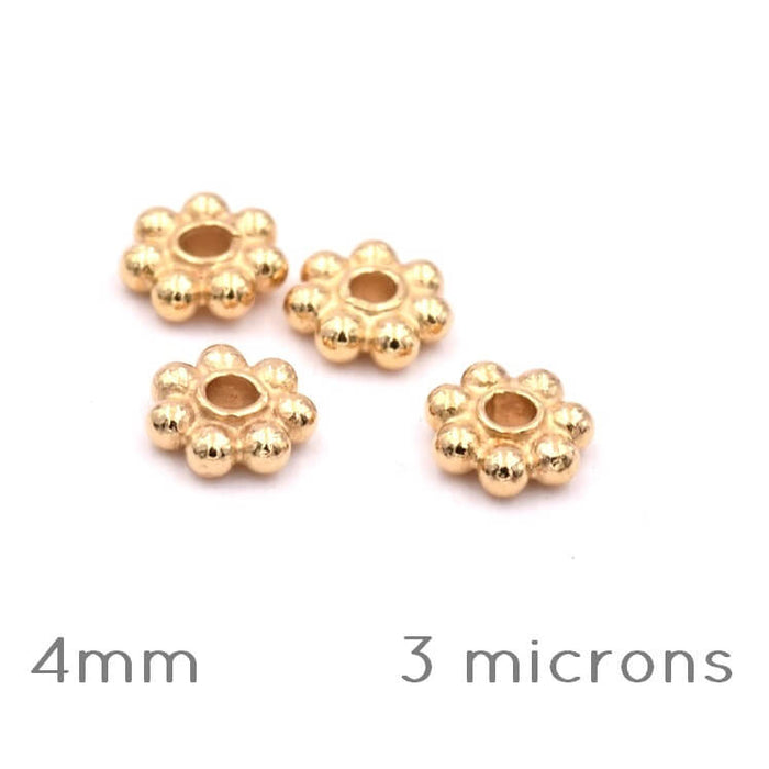 Heishi Rondelle Beads Beaded Flower Gold Plated 3 Microns 4mm (4)