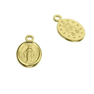 Oval pendant Virgin Miraculous Medal 925 silver gold plated 1 micron 8x6mm (1)