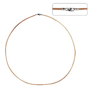 Buy Leather necklace with sterling silver clasp natural 38cm (1)
