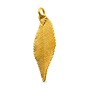 Real elm leaf pendant gold 24K 50mm (1)