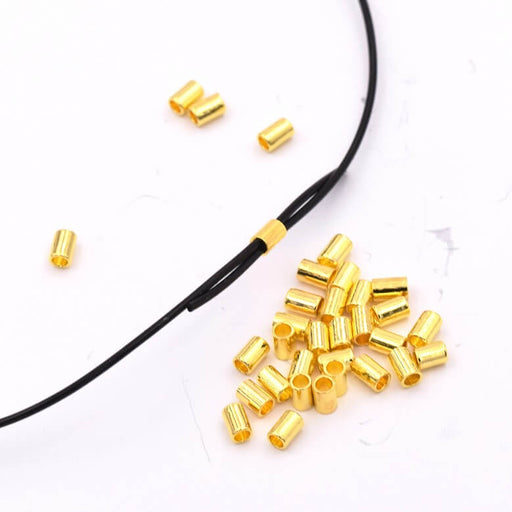 Crimp Beads Gold Metal Tube For Elastic cord 0.8mm - 80 pieces (1)