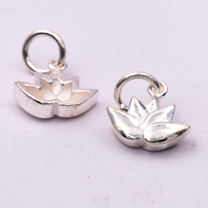 Charm Pendant  Lotus Sterling Silver- 11x9mm With 6mm Ring (1)