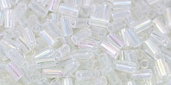 cc161 - Toho bugle beads 3mm transparent rainbow crystal (10g)