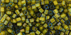 cc246 - Toho cube beads 1.5mm luster black diamond/opaque yellow lined (10g)