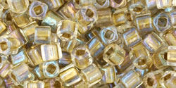 cc262 - Toho cube beads 3mm inside colour crystal gold lined (10g)