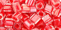 cc341 - Toho cube beads 4mm inside colour crystal/tomato lined (10g)