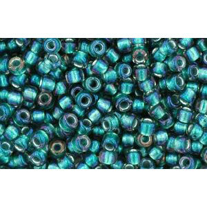 cc270 - Toho beads 11/0 crystal/prairie green lined (10g)