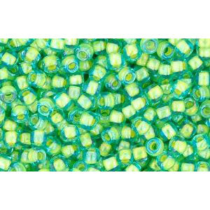 Buy cc307 - Toho beads 11/0 aquamarine/opaque yellow lined (10g)