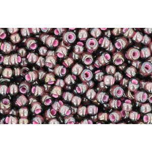 cc367 - Toho beads 11/0 lustered black diamond/pink lined (10g)