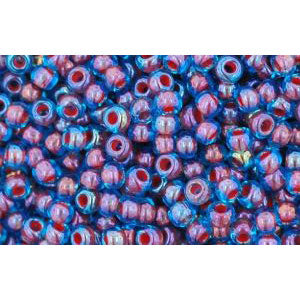 cc381 - Toho beads 11/0 aqua/oxblood lined (10g)