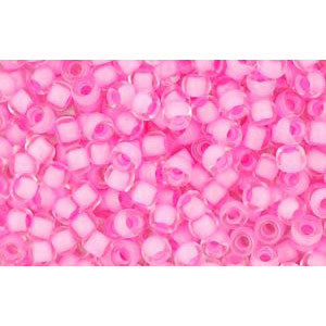 cc969 - Toho beads 11/0 crystal/neon carnation lined (10g)