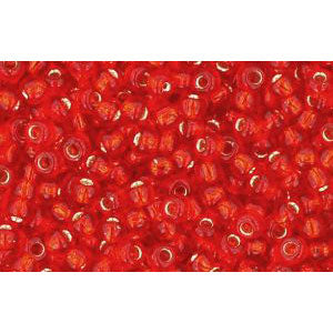 cc25f - Toho beads 11/0 silver lined frosted light siam ruby (10g)