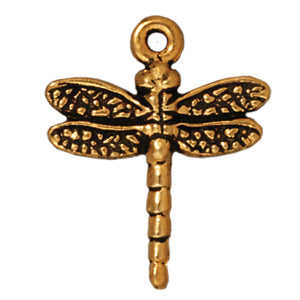 Dragonfly charm metal antique gold plated 20mm (1)