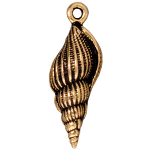 Spindle charm shell metal antique gold plated 25mm (1)