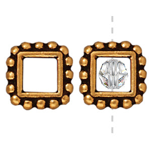 Square bead frame metal antique gold plated for 6mm beads 11mm (1)