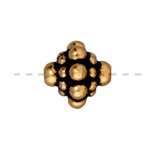 Bicone shaped bead metal antique gold plated 9mm (1)