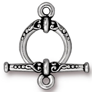 Toggle clasp heirloom metal antique silver plated 15x20mm (1)