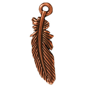 Feather charm metal antique copper plated 22mm (1)