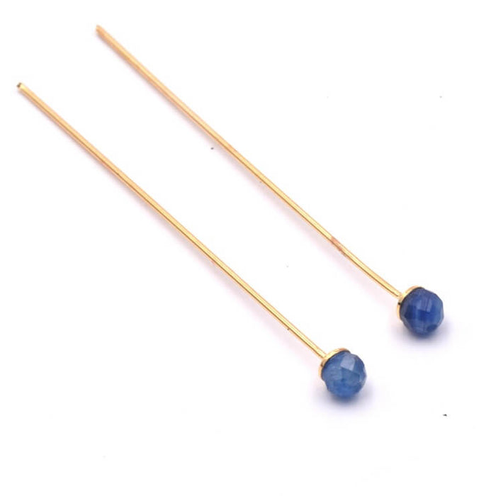 Headpins gold plated 4,4cm With Faceted bead 3.5mm Sodalite (2)