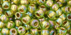 cc996 - Toho beads 6/0 gold lined rainbow peridot (10g)