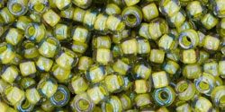 cc246 - Toho beads 8/0 luster black diamond/opaque yellow lined (10g)