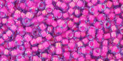 cc980 - Toho beads 11/0 light sapphire/ neon pink lined (10g)