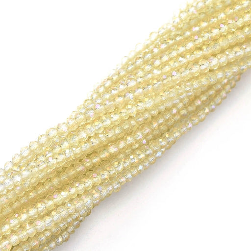 Glass Bead Crystal champagne Raimbow, Faceted, Round 2mm, hole 0.5mm - 36cm (1 strand)