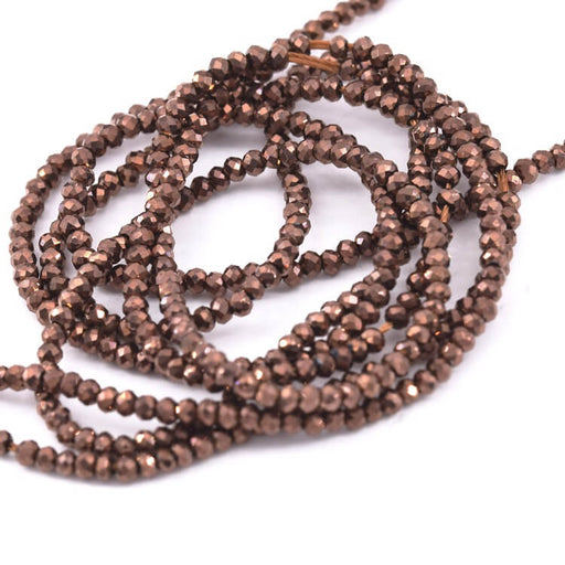 Glass Bead Faceted Brown 2mm - Hole: 0.8mm (1strand-35cm)