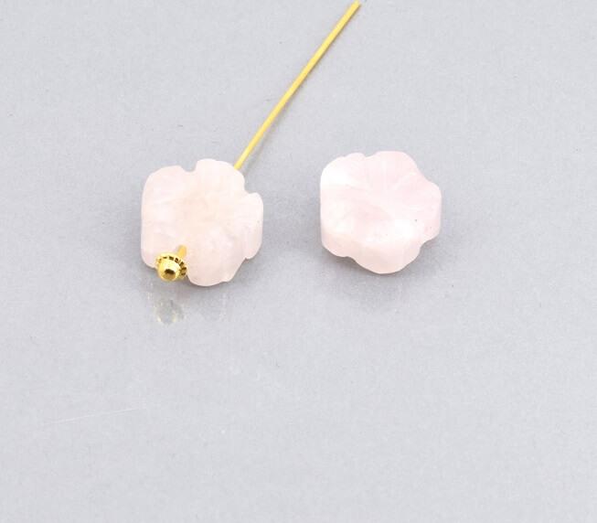 Bead carved flower rose quartz 14mm (1)