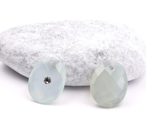 Pendant Drop Oval Chalcedony Faceted 19x15mm (1)