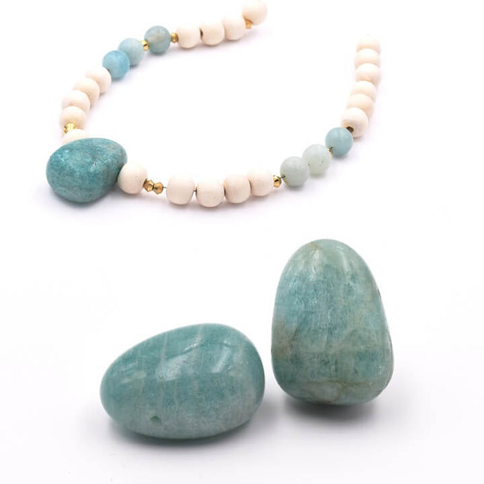 Pebble Pendant Amazonite 23-26x16-20x13-15mm - hole: 0.8mm (1)