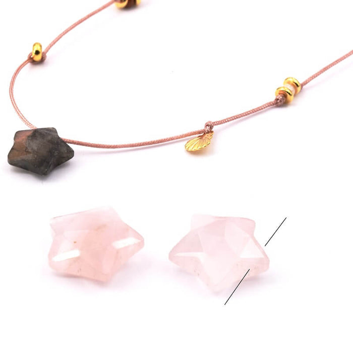 Star Pendant Rose Quartz Faceted 14mm - Hole: 0.7mm (1)