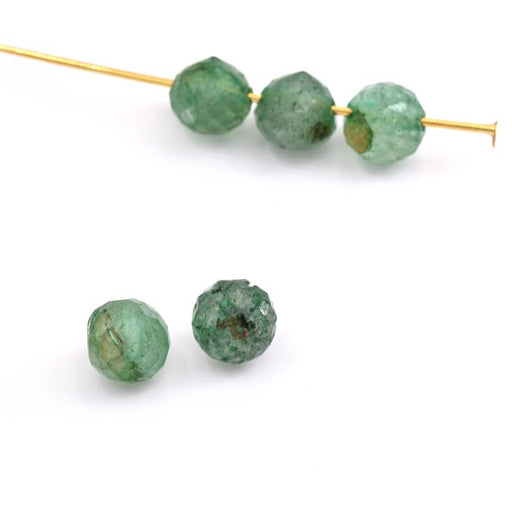 Drop bead Pendants Faceted GREEN strawberry Quartz - 6-7mm - Hole: 0.9mm (5)