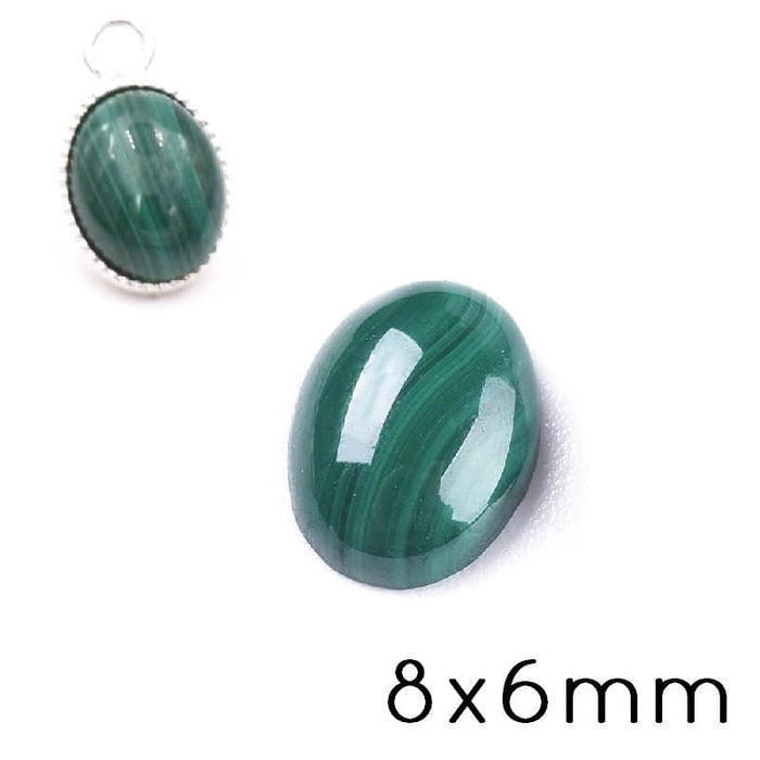 Cabochon Flat Oval Natural Malachite 8x6mm (1)