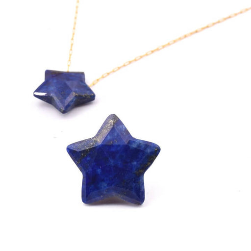 Star Pendant Lapis Lazuli Carved 14mm - Hole: 0.7mm (1)